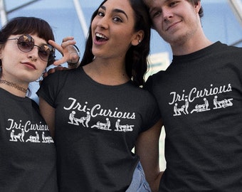 Tri-Curious - Threeway Threesome Hotwife Swinger Throuple Triad Print on Men's & Women's T-Shirt