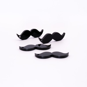 4 PCS Moustache Charm Miniature Moustache 4 Pcs Set of Moustaches Lasercut Acrylic Mustache in Black. Bulk Mustache Charms