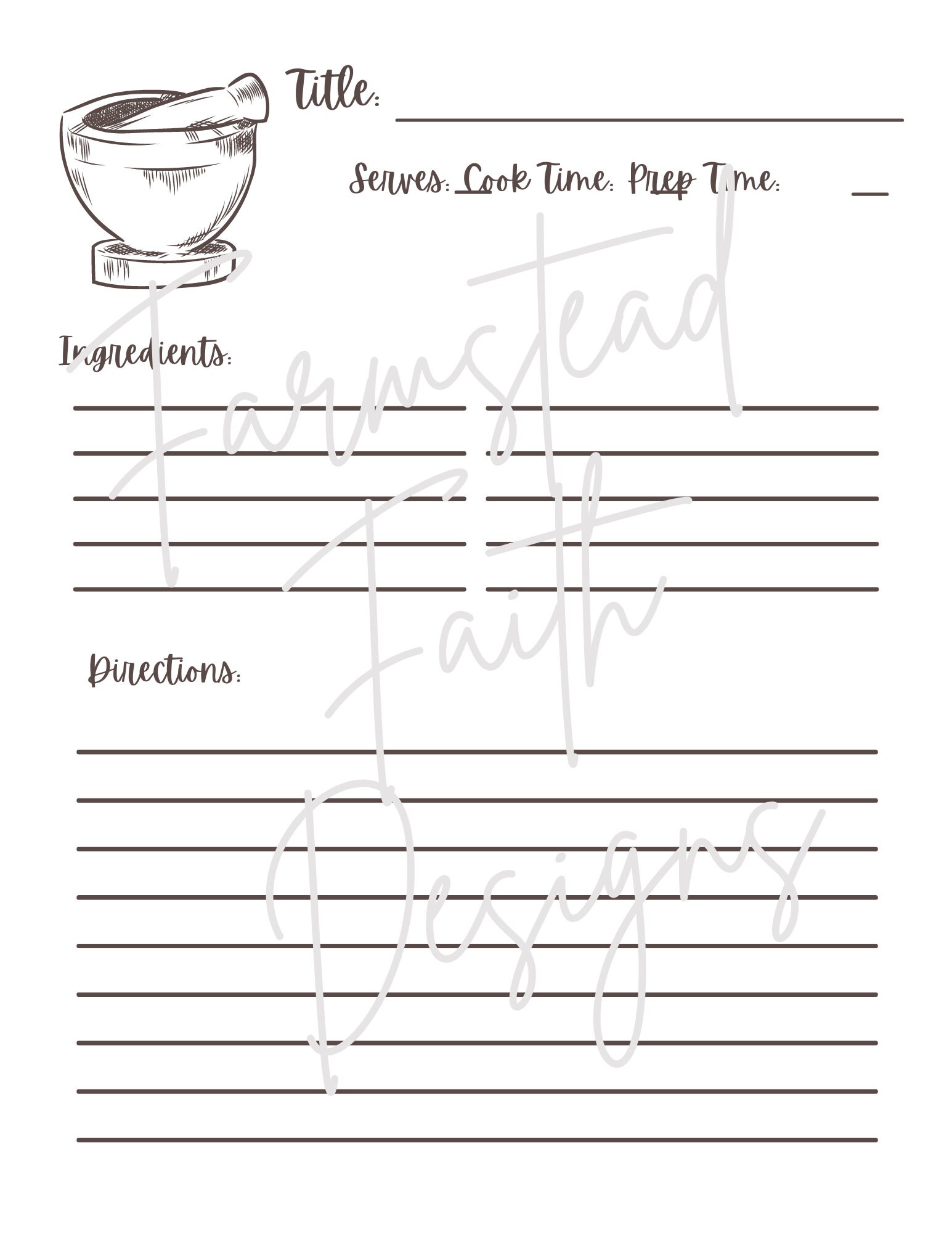 Rustic Recipe Pages Rustic Recipe Book Pages Set of 4 Printable Pages for Farmhouse Cooking ...