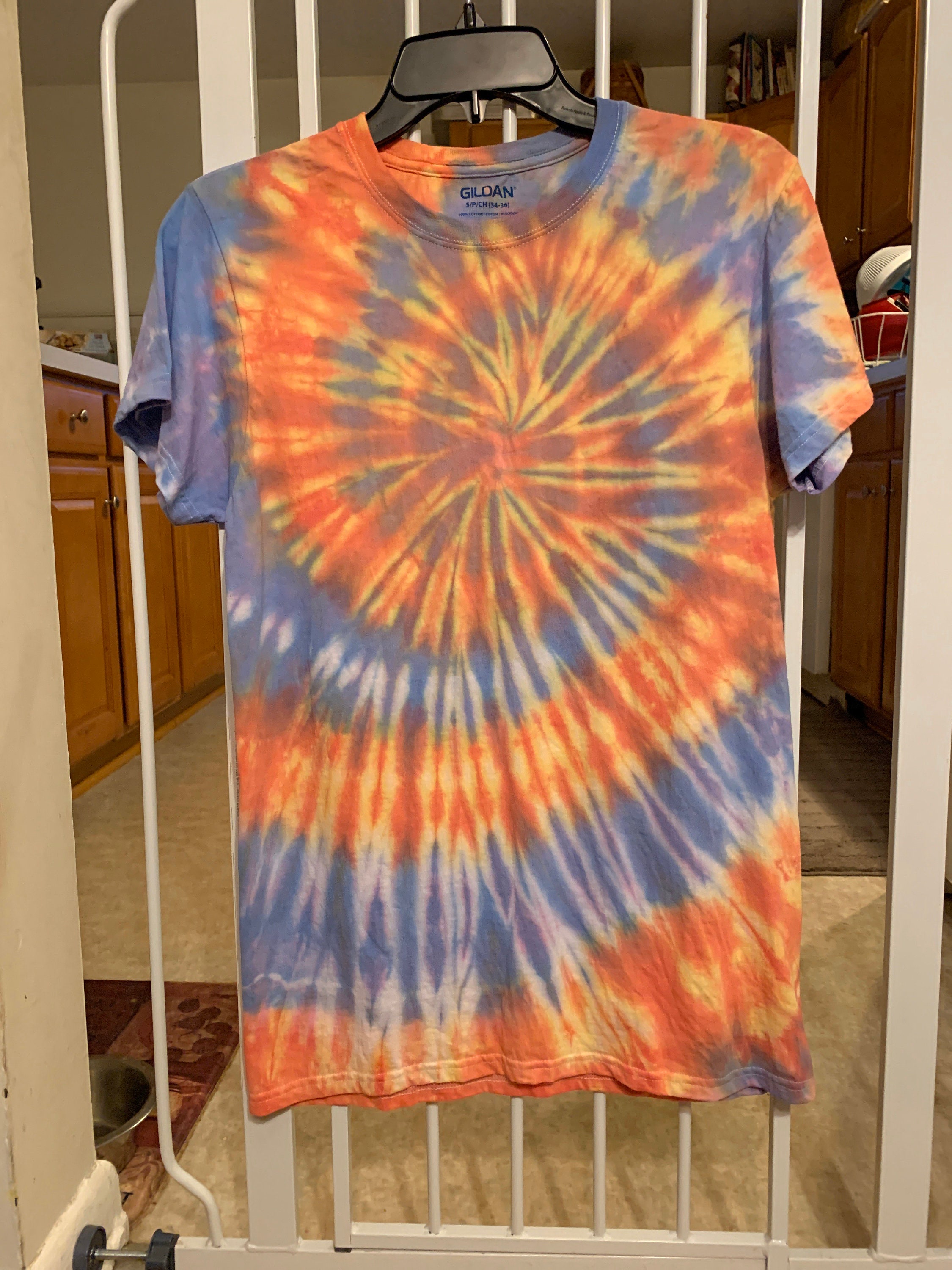 burnt orange tie dye shirt