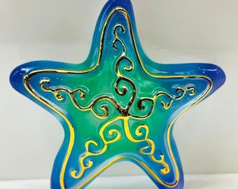 Ocean Jewel Starfish Figurine | Coastal Beach Decor Glass Sea Star Gift