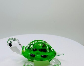 Green Turtle Figurine | Glass Sea Turtle Coastal Beach Decor Gift