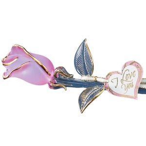 I Love You Pink Glass Rose | Handcrafted Rose Gift | Romantic Gift for Her | Glass Flower with Message | Anniversary | Valentine&#39;s Day