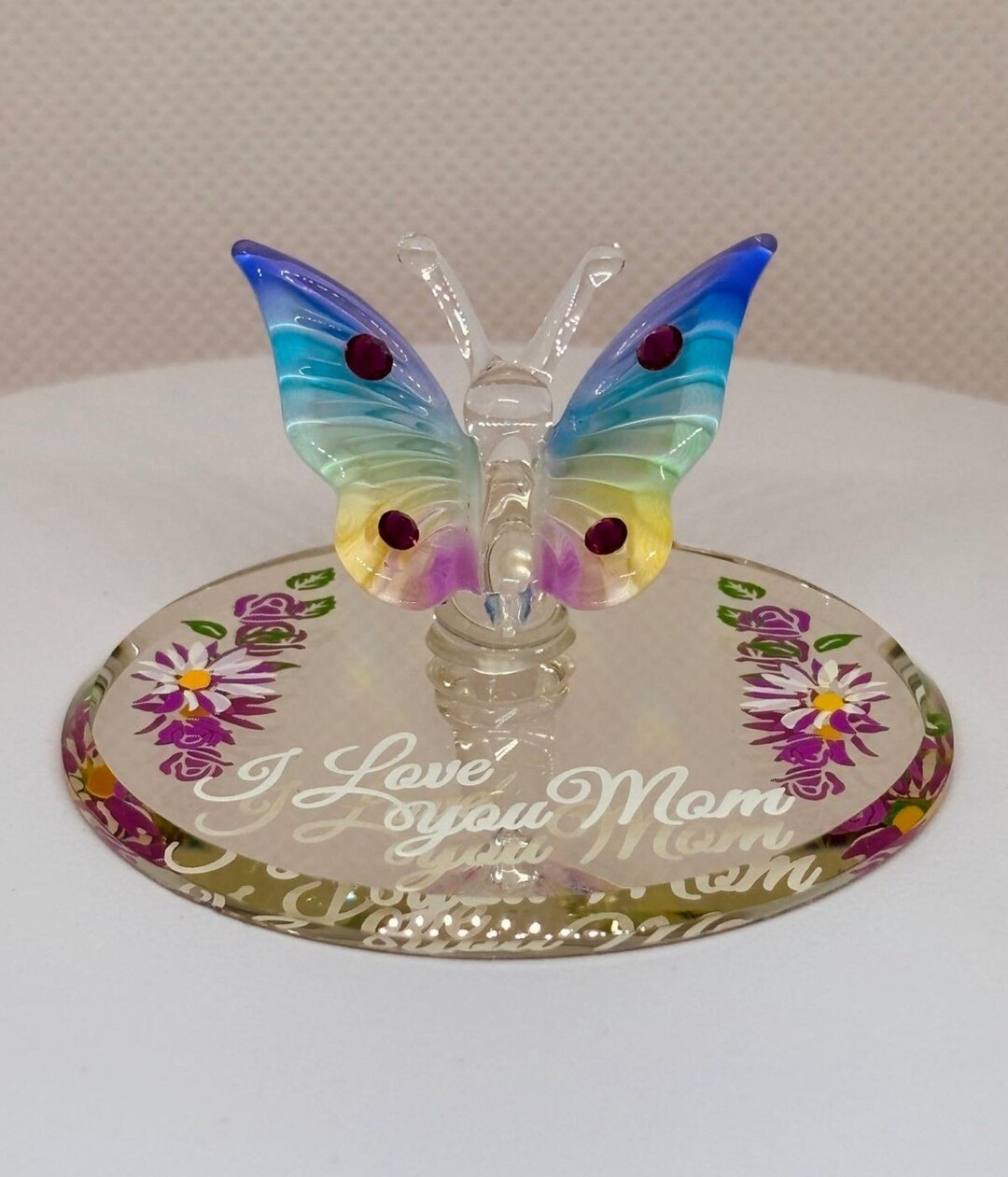 I Love You Mom Butterfly Figurine | Mother Gift Glass Butterfly Home ...