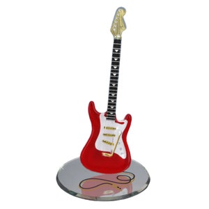 Vintage Red Guitar Figurine | Handcrafted Glass Music Collectible for Home Display