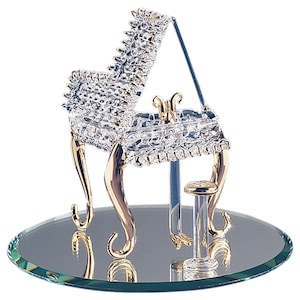 Glass Piano Figurine | Handcrafted Miniature Piano | Gold Accent Piano Gift | Music Lover Collectible