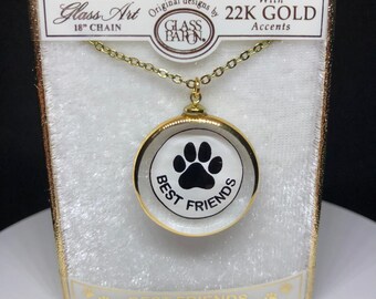 Dog Paw Necklace Best Friends Pendant Pet Lover Jewelry Animal Charm Gold Chain