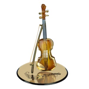 Gold Violin Figurine, Handcrafted Glass Violin, Musical instruments, Home Decoration, Gift Ideas, Gift for Music Lovers