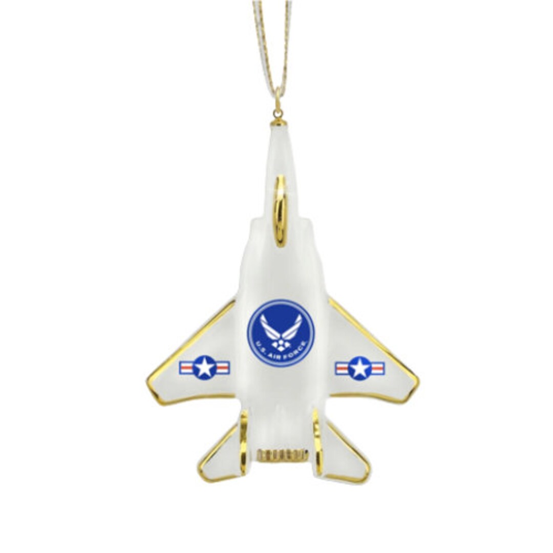 Military Glass Ornament, Air Force Jet Ornament, Handcrafted Veteran