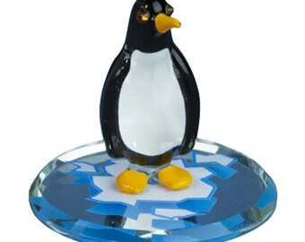 Glass Penguin Figurine Handmade Anniversary Gift Handblown Glass Home Decoration, Gift for Her
