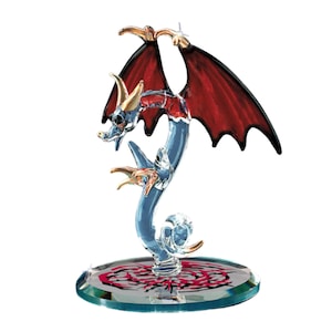 Tiny Terror Dragon Figurine | Handcrafted Glass Dragon with Red Wings | Fantasy Decor | Mini Dragon Gift | Mystical Creature Collectible