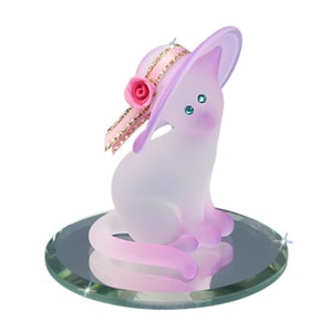 Cat with Hat | Glass Cat Figurine | Gift for Cat Lovers | Crystal Decor