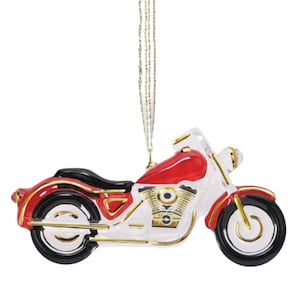 Motorrad Ornament | Rote Fahrrad Ornament | Biker Geschenk für Ihn | Handgefertigtes Glas Motorrad | Cooles Geschenk für Biker Dad