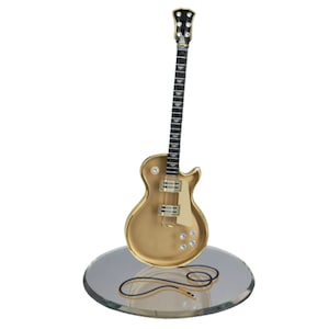 Gold Top Guitar Figurine | Handcrafted Glass Music Room Collectible Display Decor