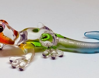 手吹きガラスのトカゲの置物、虹色の爬虫類装飾 - Etsy 日本