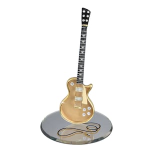 Klassische Gold Top Gitarren-Figur | Gitarre Geschenk für Musiker | E-Gitarren Dekor | Musik-Liebhaber-Geschenk | Kristall & 22Kt Gold Akzent