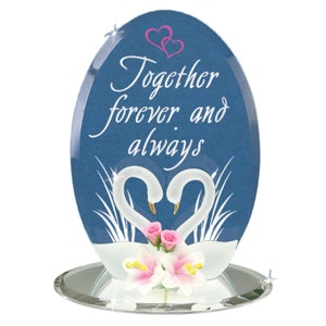 Swans &quot;Forever and Always&quot; | Glass Swan Figurine | Romantic Gift for Couple