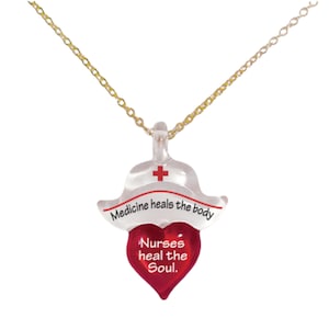 Nurse Necklace Gift for Nurse | Heart Pendant with Nurse Cap | Appreciation Jewelry for RN LPN Nursing Graduation or Thank You Gift
