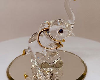 Glass Elephant Figurine | Lucky Elephant Decor Crystal Animal Statue Collectible