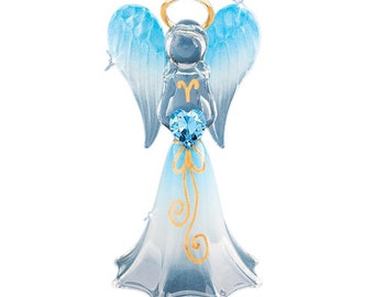 Blue Angel with Crystal Handcrafted Collectible Figurine