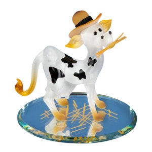 Lola Cow Figurine | Handcrafted Glass Cow with Bell | Farm Animal Decor | Country Gift for Her | Cute Cow Lover Gift | Crystal Cow Decor