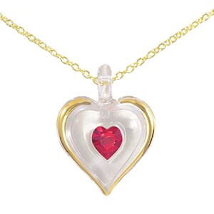 Geboortesteenketting juli | Rood hart hanger | Verjaardagssieraden voor haar | Gouden kettingketting | Julicadeau voor vrouwen | Kristallen hartketting
