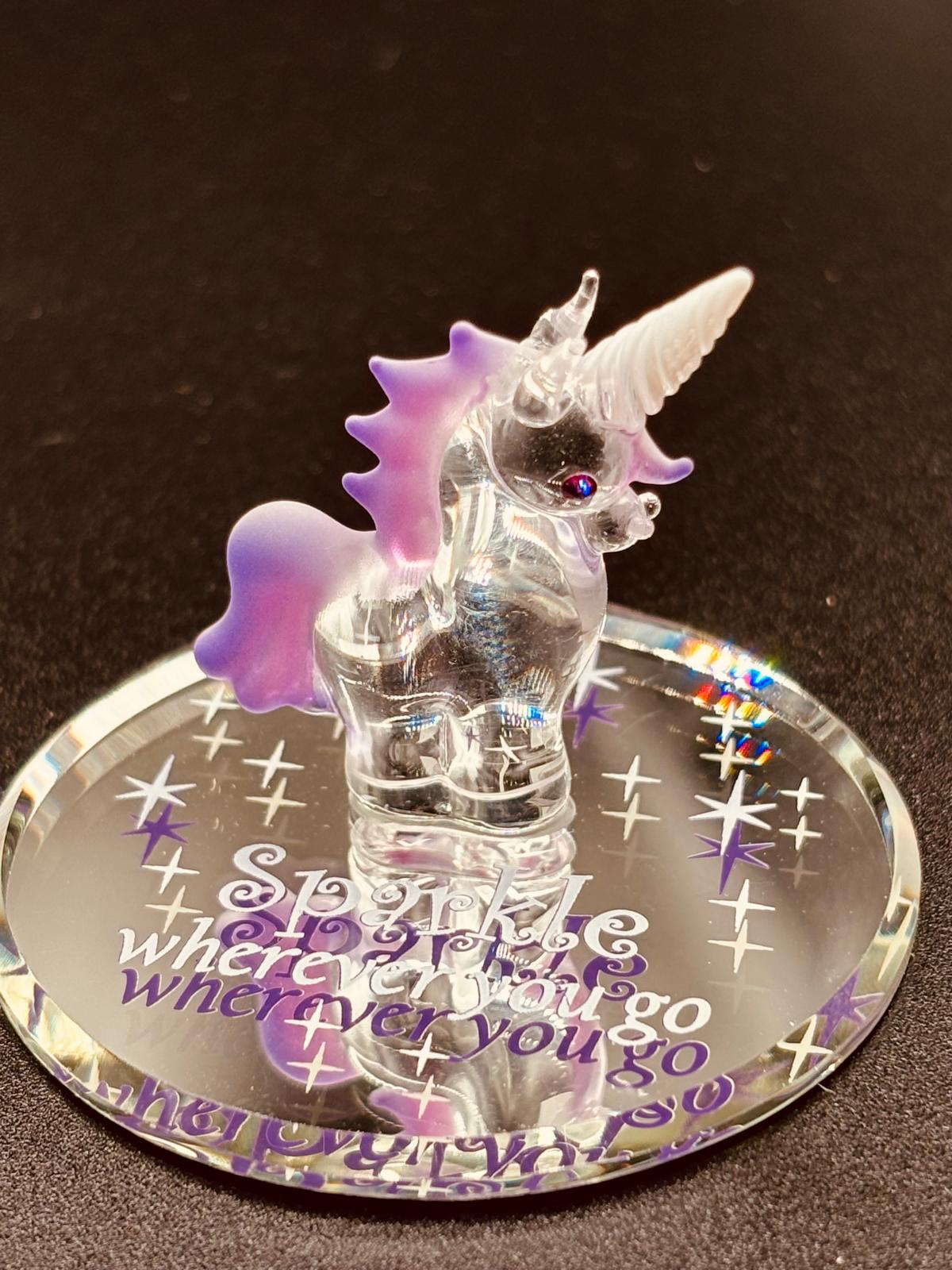 ユニコーンのガラス製置物｜ファンタジーユニコーンギフト装飾