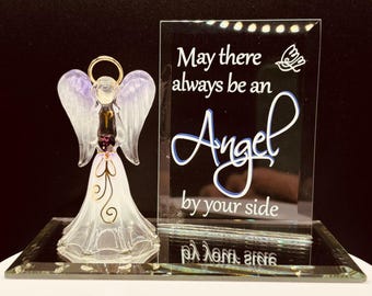 Angel By Your Side Glass Figurine | Faith Gift Home Decor Inspirational Guardian Angel