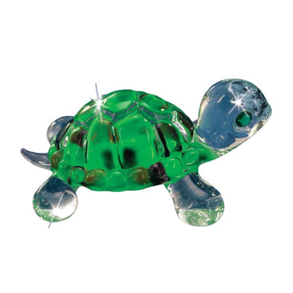 Glass Turtle Figurine, Handcrafted Turtle, Green Turtle Statue, Crystals Tutle, Gift for Him/Her, Mom, Home Decor