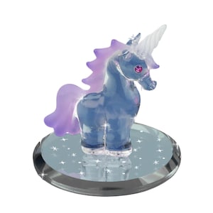 Figura de unicornio bebé / Unicornio de cristal artesanal con melena morada / Lindo regalo para niñas / Mini unicornio de cristal / Decoración de habitación de fantasía