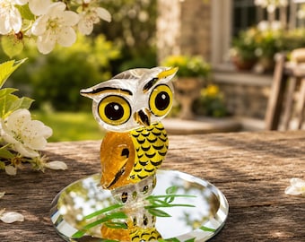 Glass Owl Figurine Gift for Owl Lovers | Mini Bird Collectible Home Decor