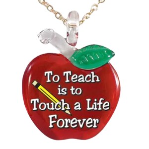 Teachers Necklace, Apple Necklace Gifts, Gifts for Teacher, Handmade Jewelry, Appreciation Gift for Teachers