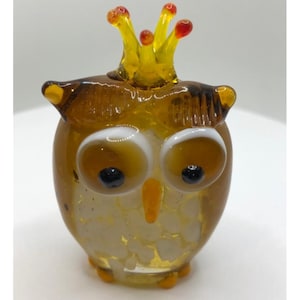 Milano Owl with Crown Art Glass Animals