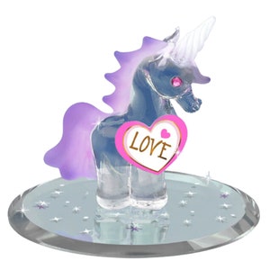 Magical Unicorn of Love, Glass Unicorn Figurine, Desk Home Decoration, Handmade Gift for Kids, Mom, Wife