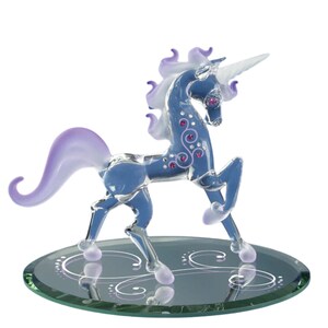 Fairy Tale Unicorn Figurine | Handcrafted Glass Unicorn | Purple Mane Decor | Magical Gift for Unicorn Lover