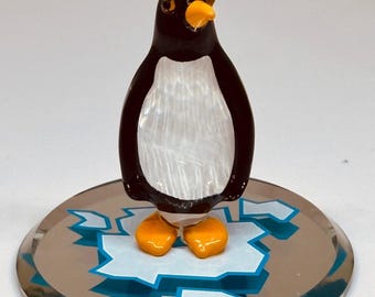 Statuetta di pinguino in vetro / Decorazione animale Regalo da collezione Decorazione per la casa Inverno Artico Ghiaccio