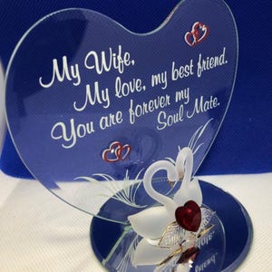 Handmade Swans Glass Figurines Wedding Gift, Anniversary Gift, Gift for Wife, Mother&#39;s Day