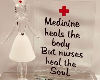 Handcrafted Glass Nurse Figurine | Medical Appreciation Collectible Home Display Decor
