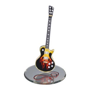 Smokin’ Hot Guitar Figurine | Handcrafted Glass Guitar Decor | Music Lover Gift | Crystal Guitar Art | Mini Guitar Collectible Display