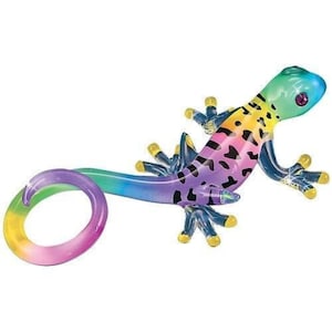 Estatueta de vidro gecko lagarto, gecko colorido, lagarto réptil, ideias para presentes feitos à mão, decoração para casa
