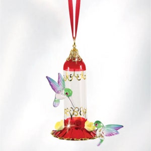 Adorno de comedero para colibríes / Decoración colgante de vidrio para colibríes / Regalo para amantes de las aves / Adorno de cristal para árbol o hogar
