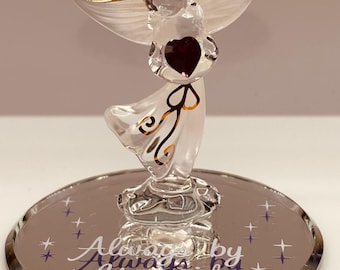 Angel By Your Side Glass Figurine Faith Christian Gift Lavender Heart Decor Prayer Home