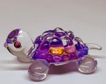 ピンクのカメのガラスの置物 | 手作りのカメの装飾品ギフト動物コレクション