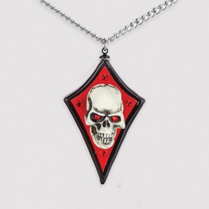 Diamond Skull Pendant Necklace | Glass Skull Jewelry | Gothic Silver Chain Necklace | Crystal Skull Gift