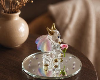 Dragon Figurine Gift for Fantasy Lovers | Handcrafted Glass Dragon Collectible Decor