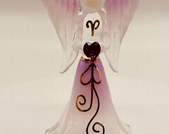 Lavender Angel Figurine | Glass Inspirational Collectible | Faith and Blessing Spiritual Gift