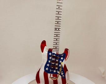Vintage USA Guitar Glass Figurine | Music Decor Guitar Collectible Musician Instrument Gift