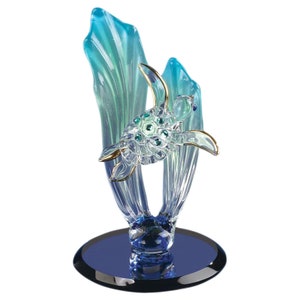 Mini Sea Turtle Figurine | Glass Turtle with Crystals | Ocean Animal Decor
