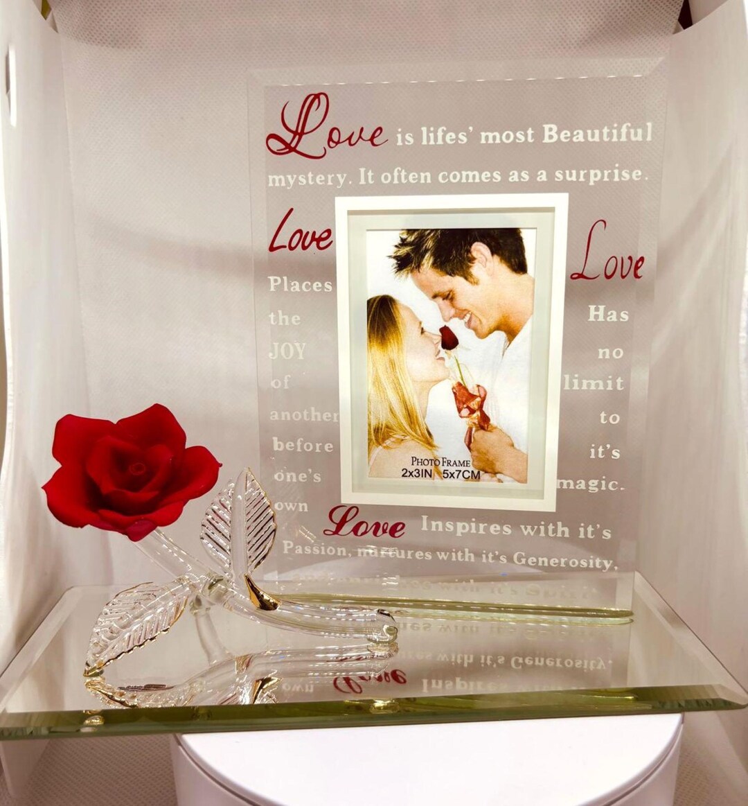 Frames With Roses Handcrafted Glass Picture Frame With Rose | 22kt Gold Details - Etsy
