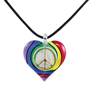 Rainbow Peace Sign Necklace Jewelry, Peace Symbol Pendant, Holiday Gift, Handmade Jewelry Gift